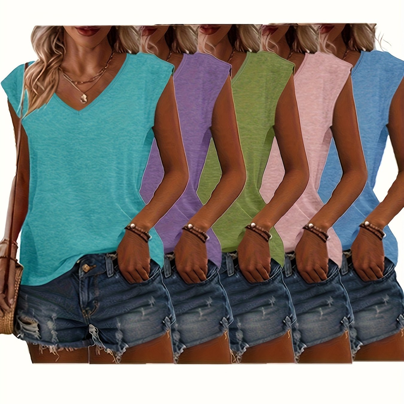 V Neck Casual Short Sleeve T Shirts For Women Everyday