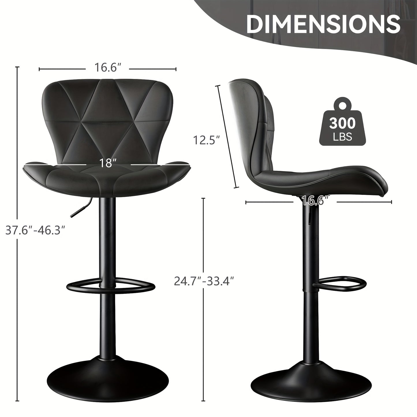 FIJINHOM Adjustable Faux Leather Swivel Bar Stool Cushion
