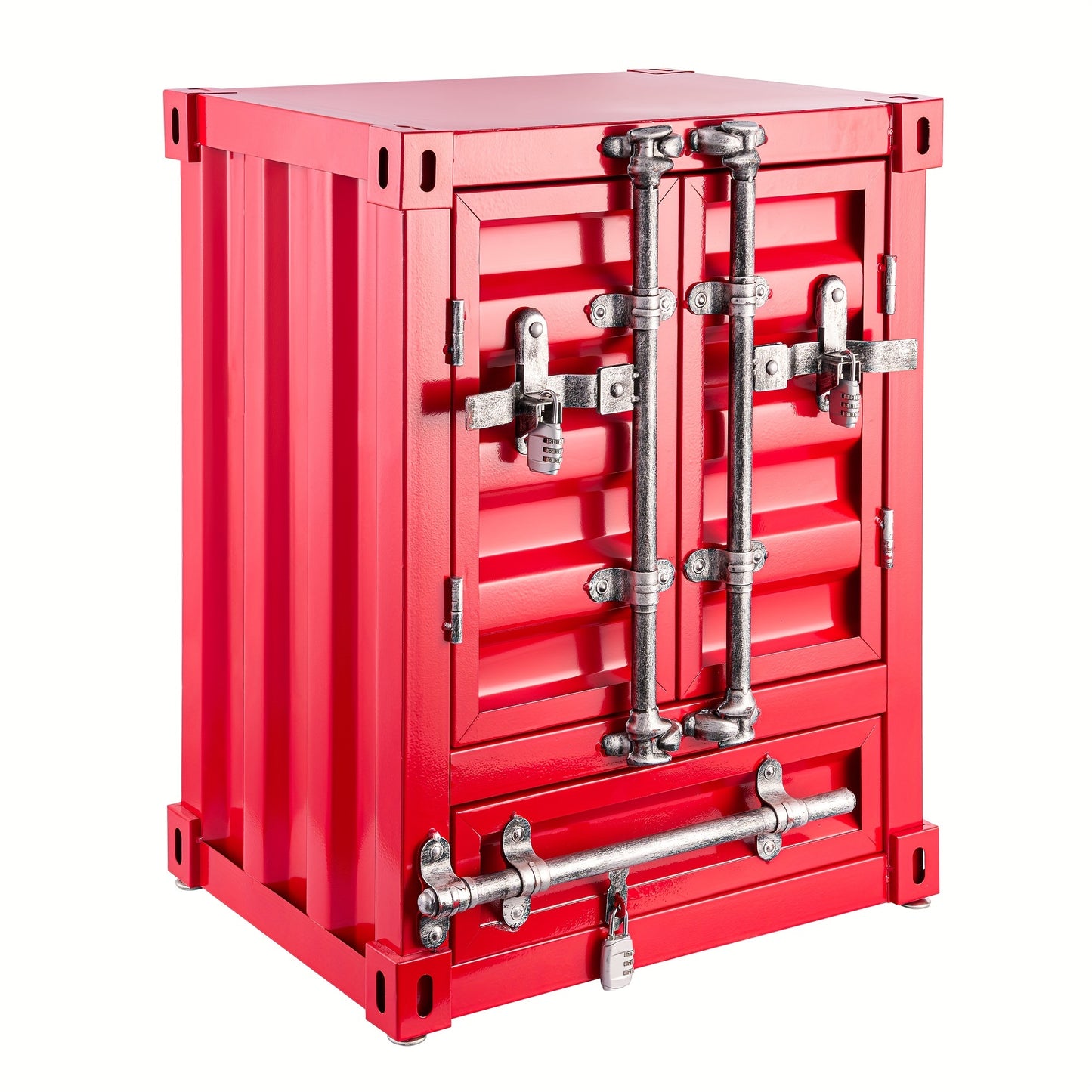 1 Piece Industrial Storage Cabinet with Lock Retro Side Table 1 or 2 Door Bedside Table for Bedroom Living Room
