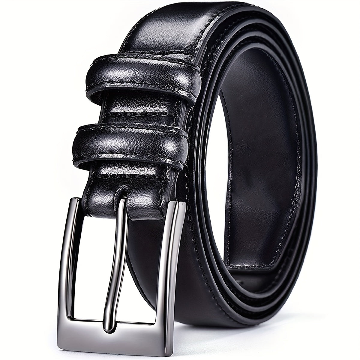 Five Piece Men's Genuine Leather Belt With 7 Sizes Classic Casual Belt With Single Out Fork Buckle Suitable For Jeans Pants Work And Business Occasions Gift For Dad And Husband