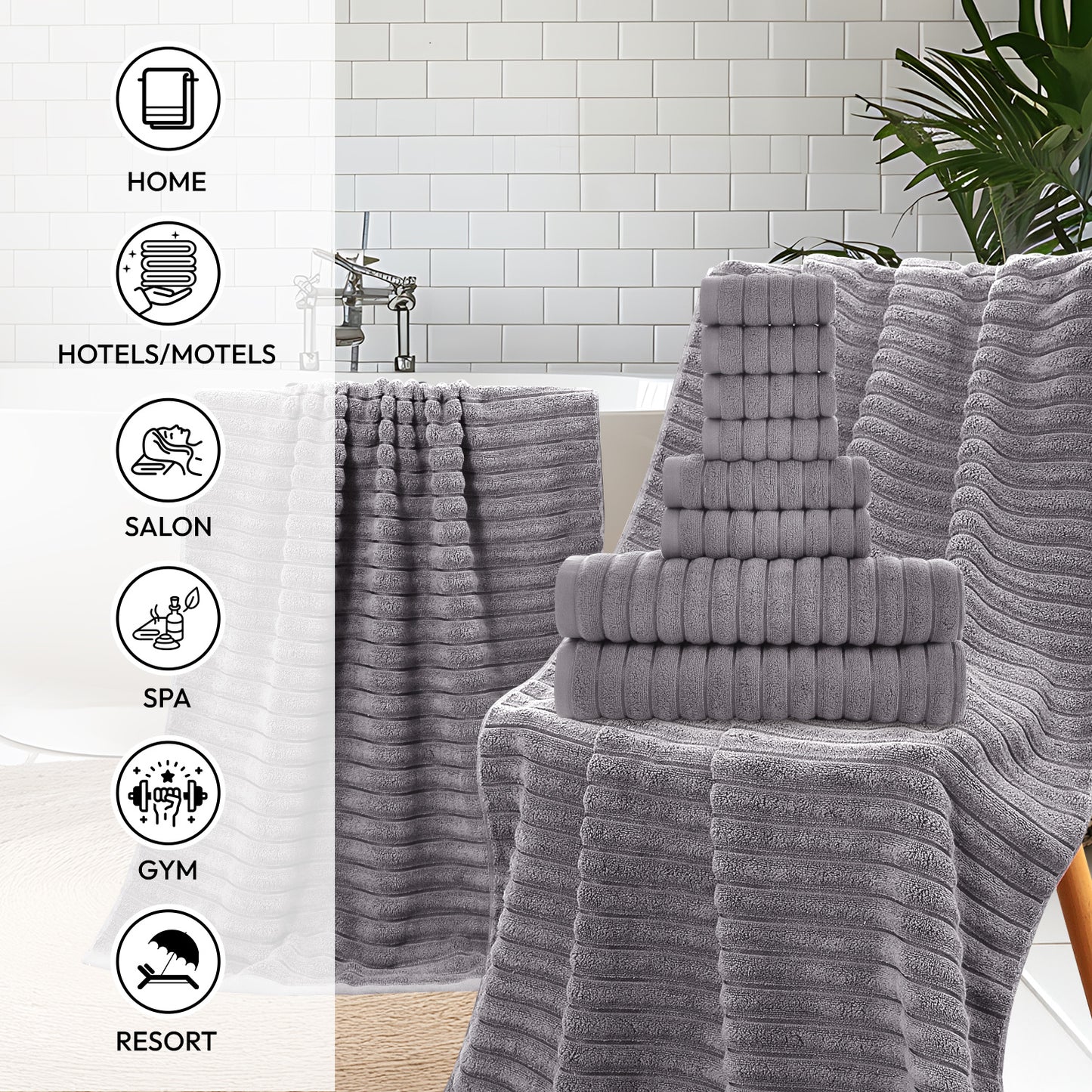 8 Pcs 16 Pcs 24 Pcs Oversized Jumbo Bath Towel Set 32X63 Extra Large Cotton Highly Absorbent Includes Luxury Bath Towels Hand Towels and Washcloths