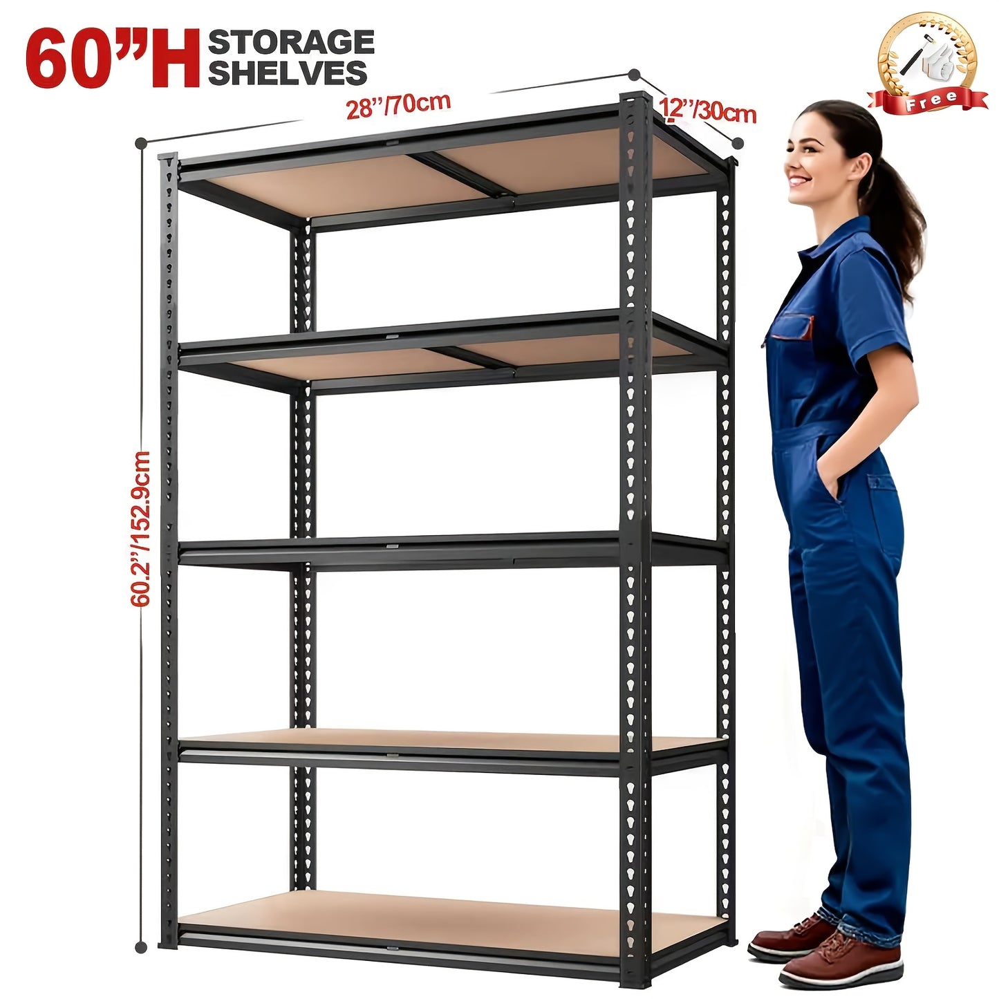 SAMRELAX 5-Tier Garage Shelving Unit Heavy Duty Storage