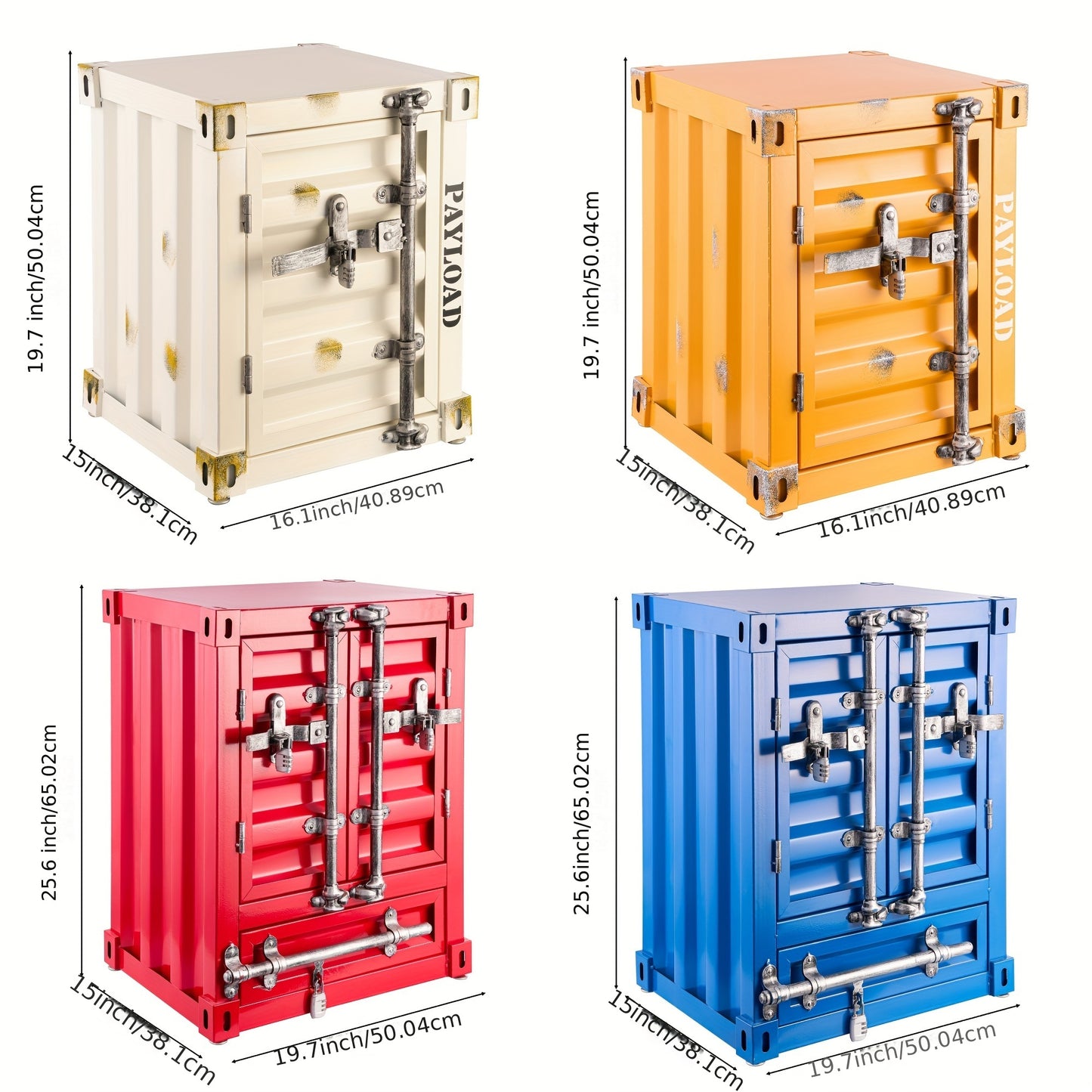 1 Piece Industrial Storage Cabinet with Lock Retro Side Table 1 or 2 Door Bedside Table for Bedroom Living Room