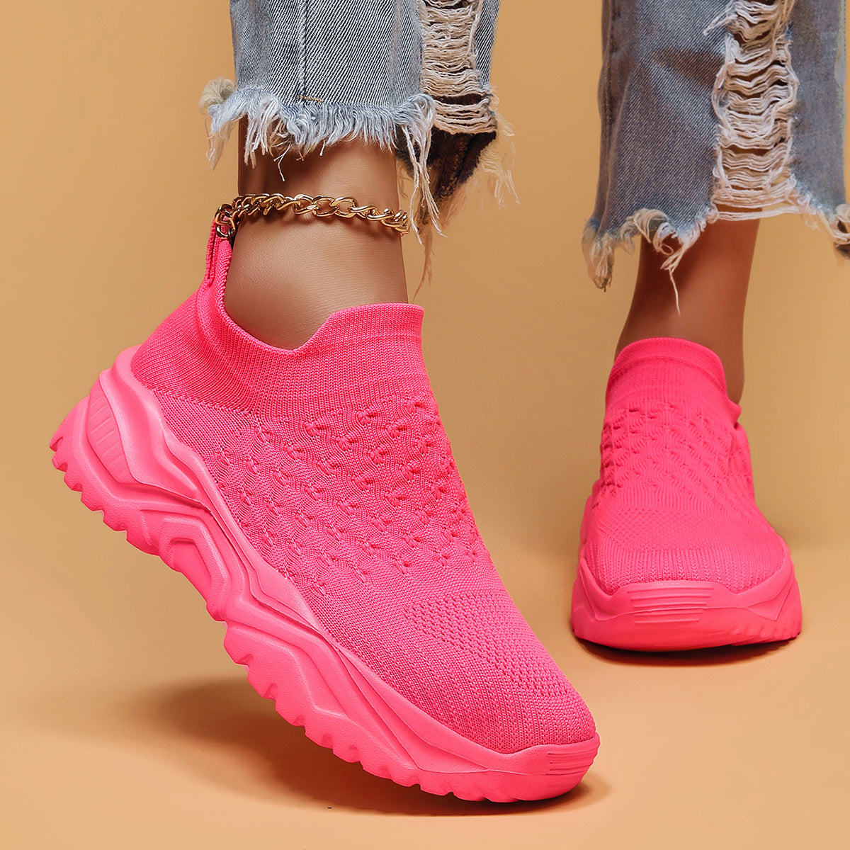 Breathable Lightweight Women's Slip-On Sneakers Casual Low Top Running Shoes with EVA Sole
