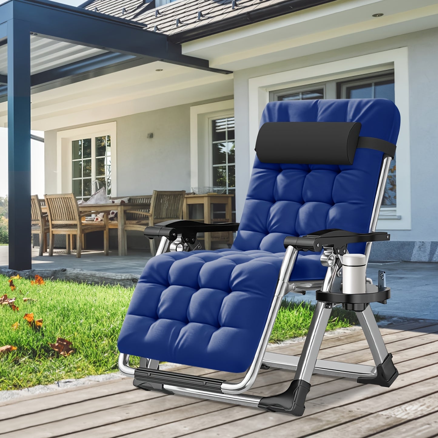 MOPHOTO Zero Gravity Outdoor Lounge Chair with Side Table Padded Sturdy Comfortable Recliner Supports Up to 440 Pounds