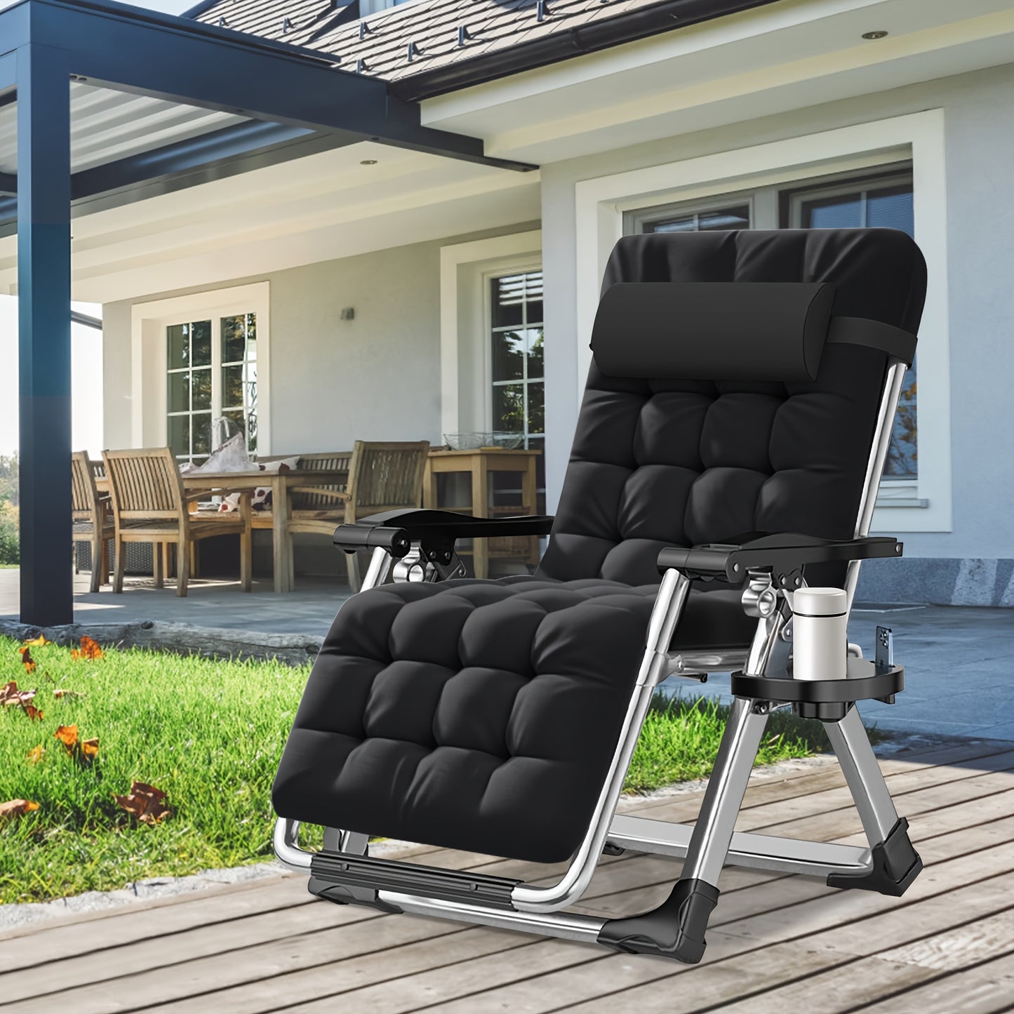 MOPHOTO Zero Gravity Outdoor Lounge Chair with Side Table Padded Sturdy Comfortable Recliner Supports Up to 440 Pounds