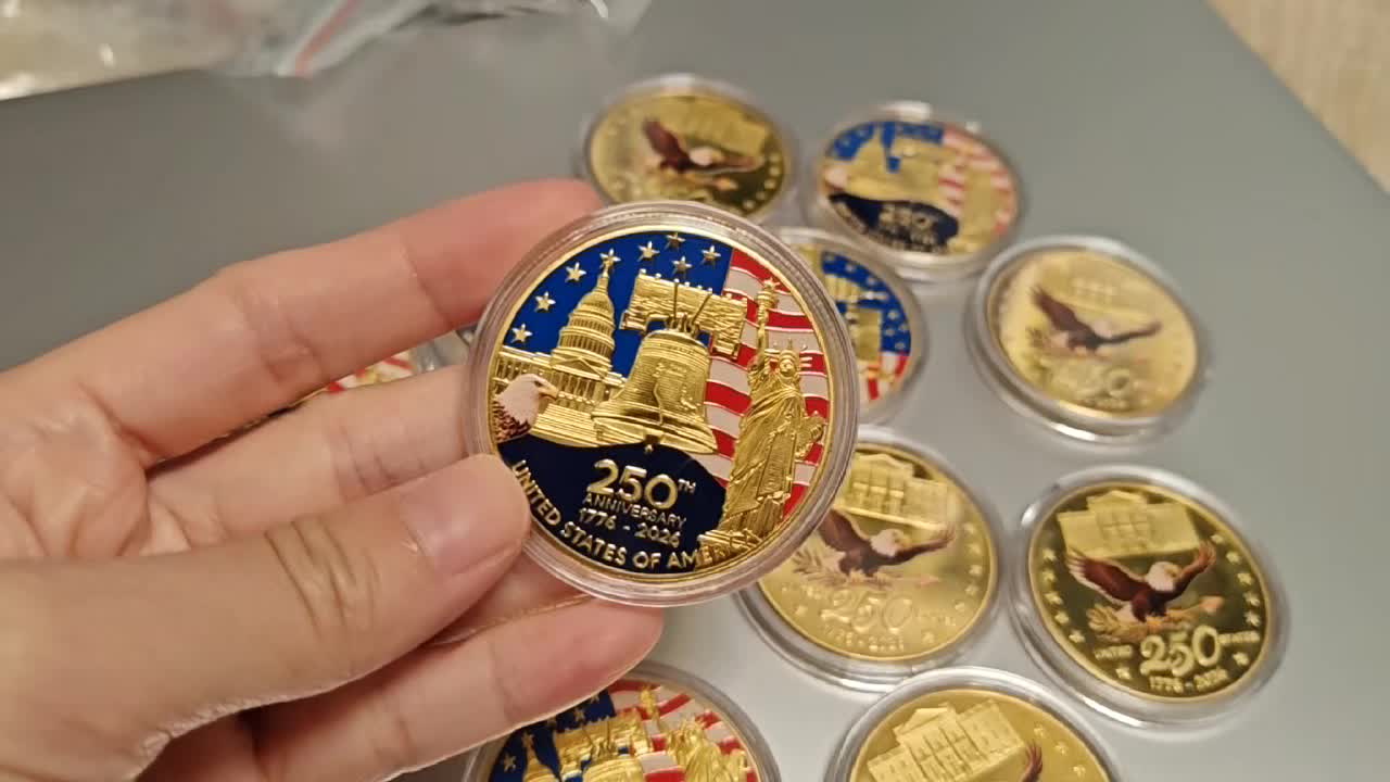 US Independence 250th Anniversary Coin Set Replica With Case