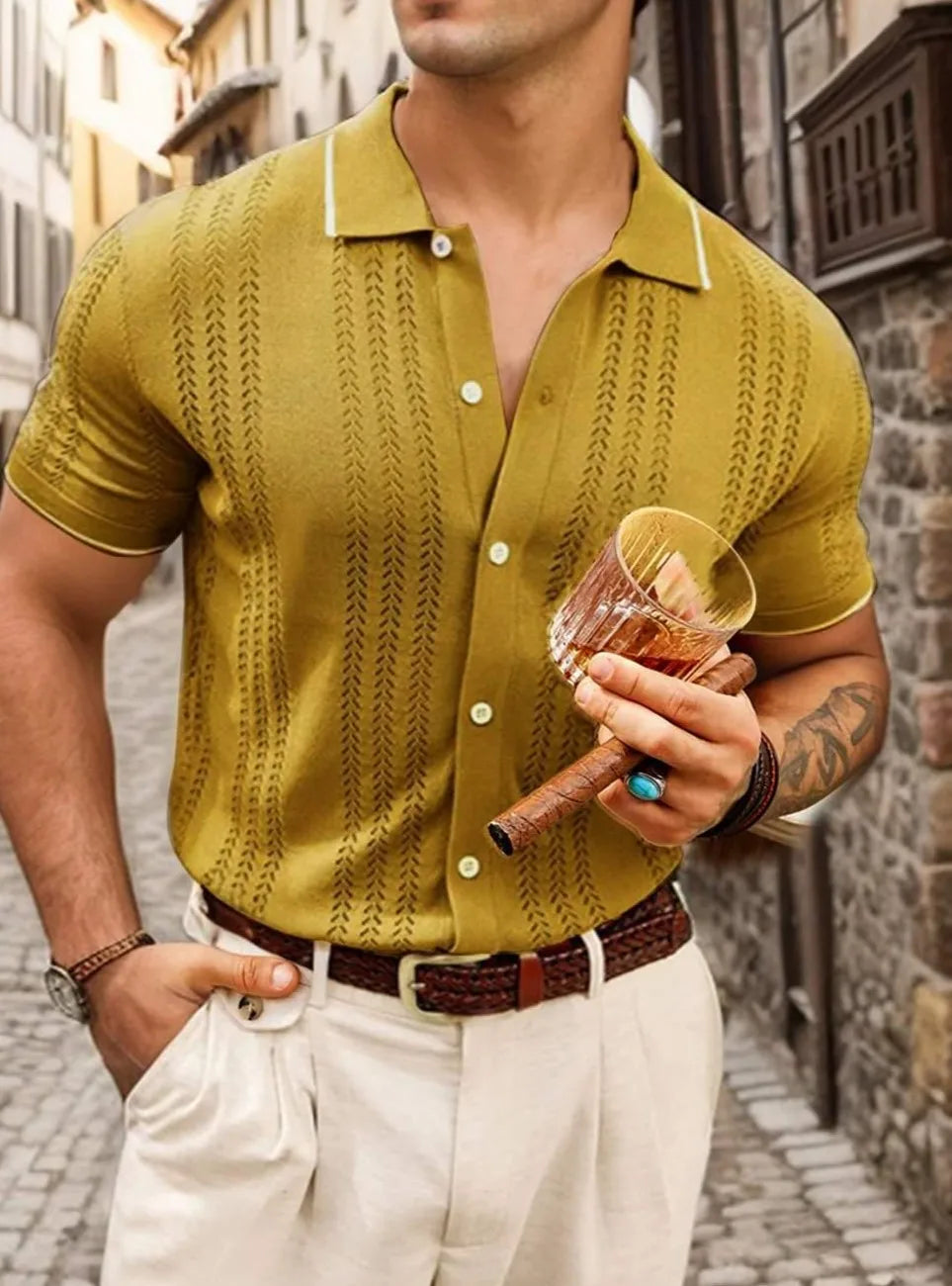 Men's Hollow Out Casual Button Up Knit Sweater Lightweight Breathable Stylish Design for Various Occasions