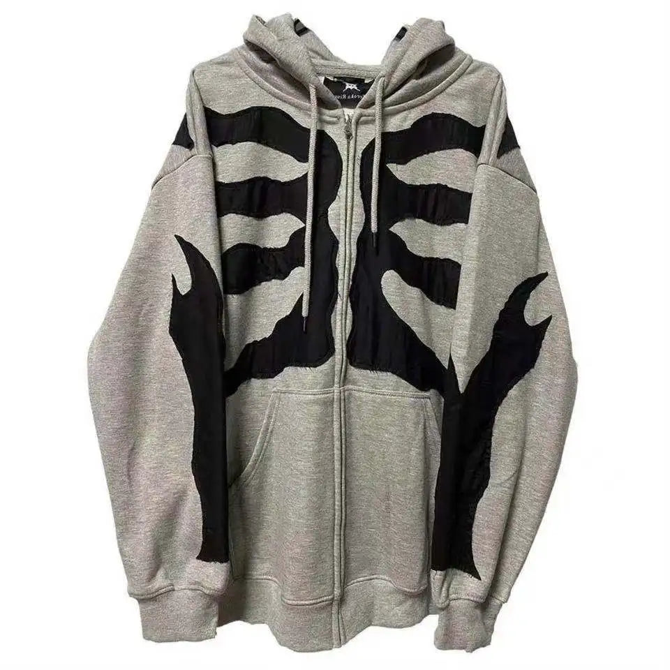 Deals To Love Grunge Butterfly Print Oversize Zip Up Hoodie
