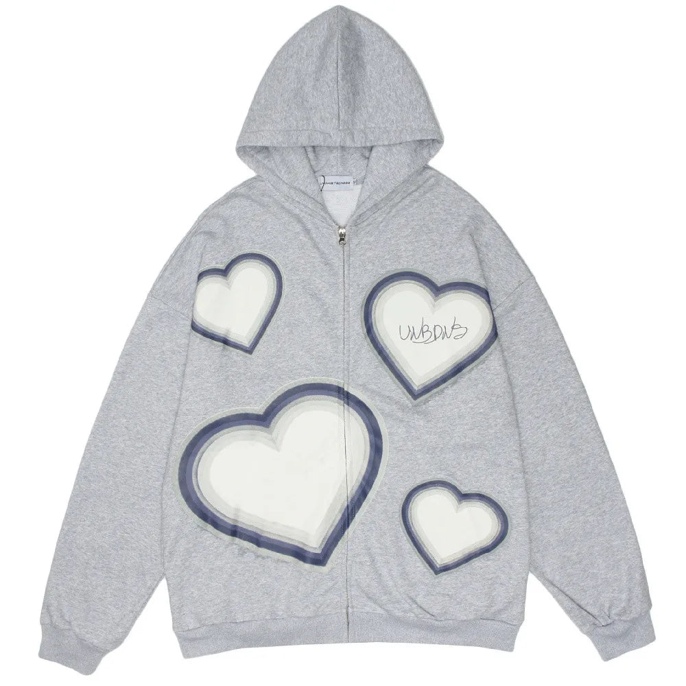 Deals To Love Grunge Butterfly Print Oversize Zip Up Hoodie