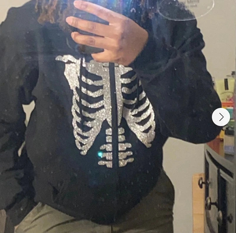 Deals To Love Grunge Butterfly Print Oversize Zip Up Hoodie