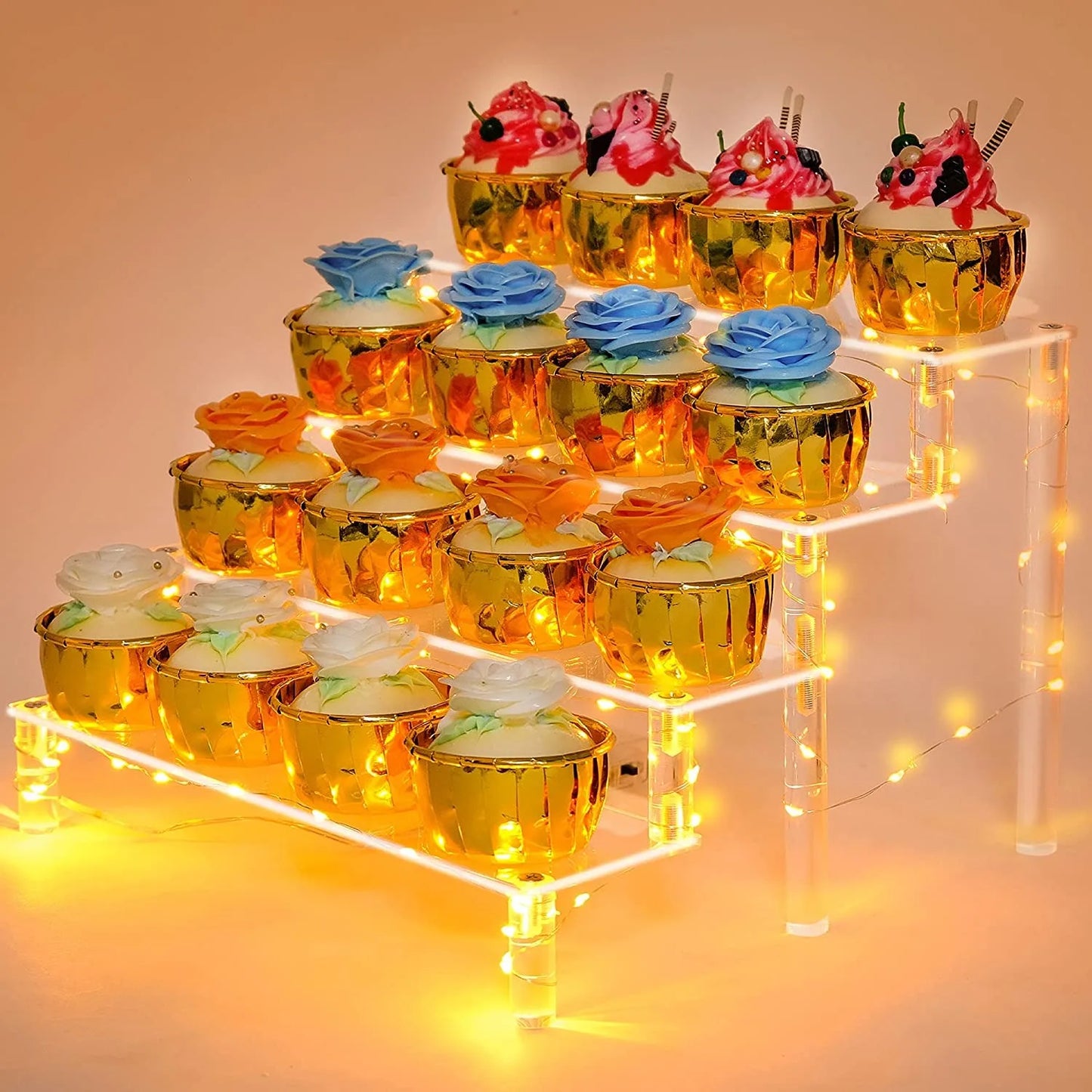 1-5 Tier Acrylic Display Stand Clear Riser Rack for Cupcakes