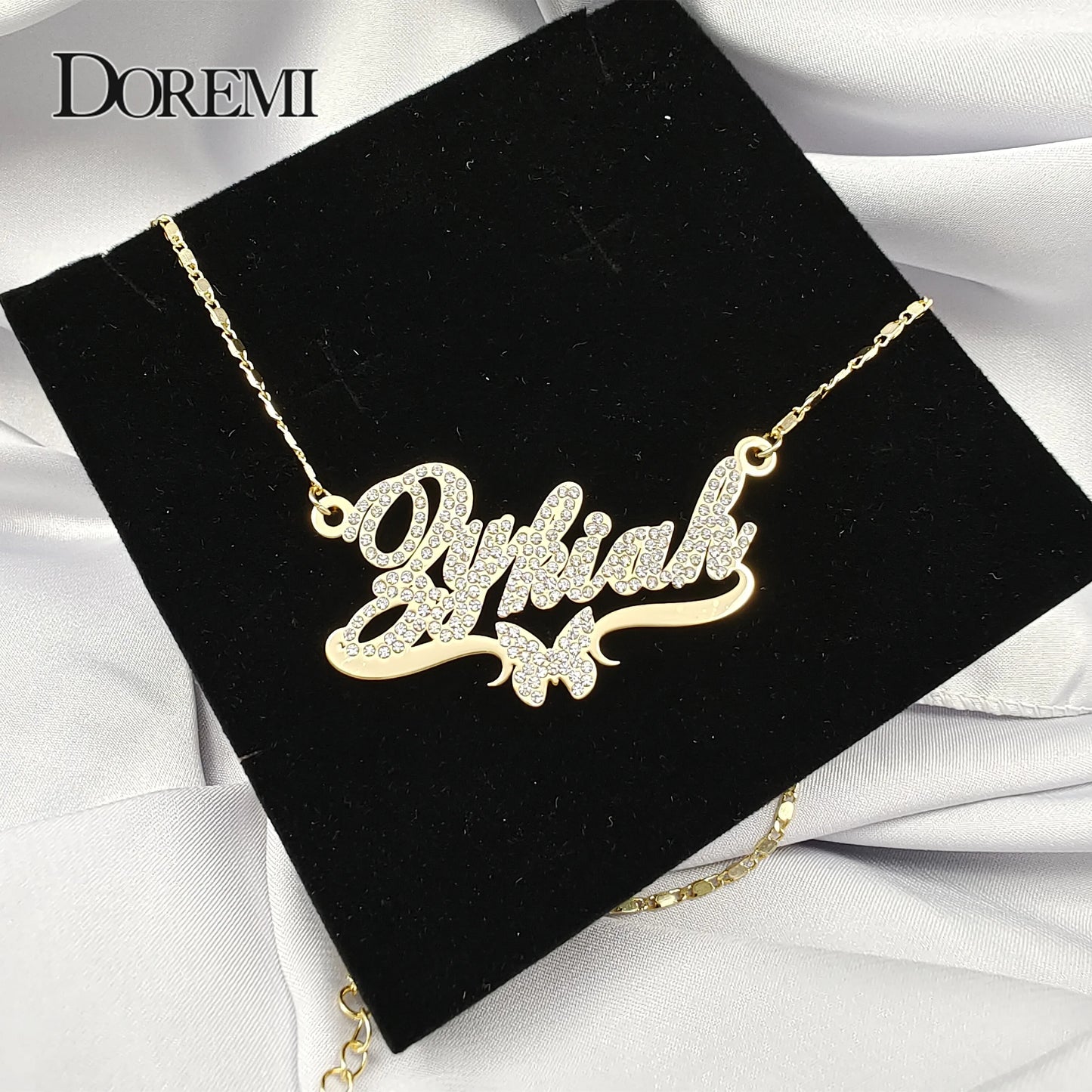 DOREMI Butterfly Pendant Letters Necklace for Women Custom Jewelry