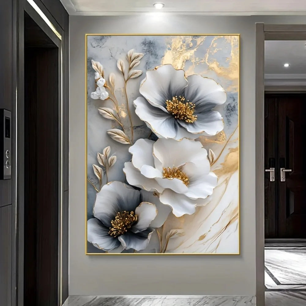 1 Modern Luxury Floral Canvas Mural Framed 3D Painting