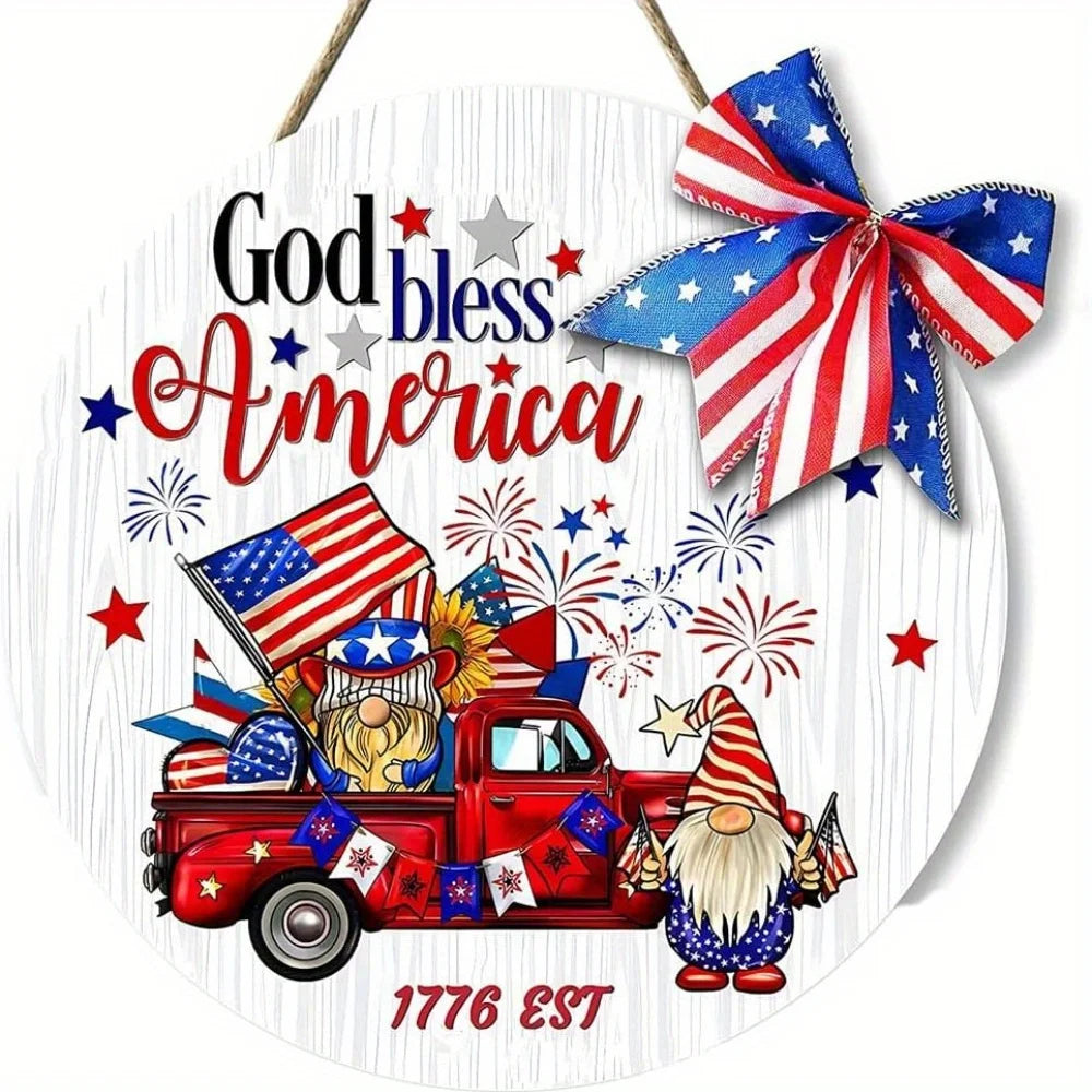 4Th of July Wreath American Flag Patriotic Hanging Decor