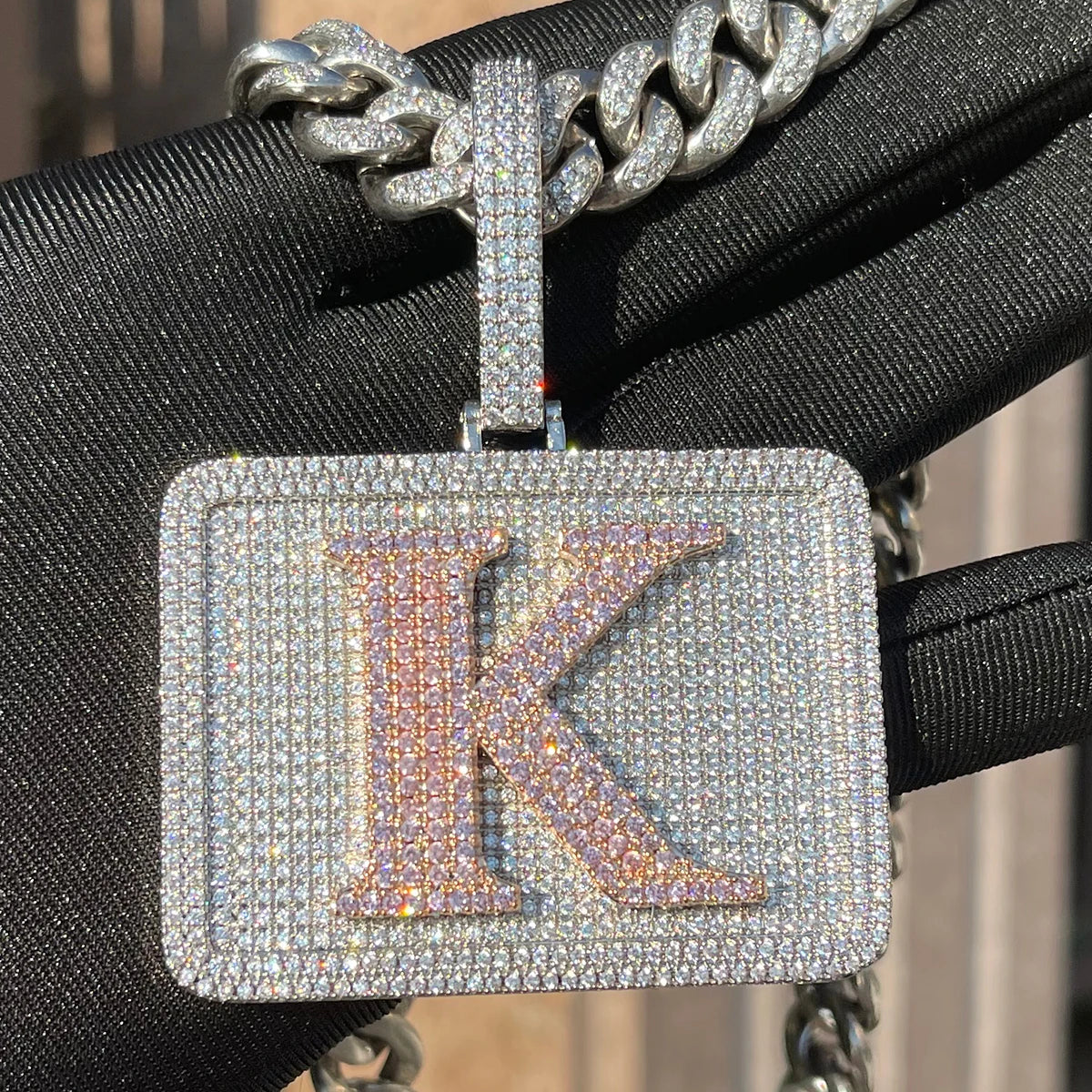 Bubble Letter Custom Name Necklace for Men Iced Out Pendant