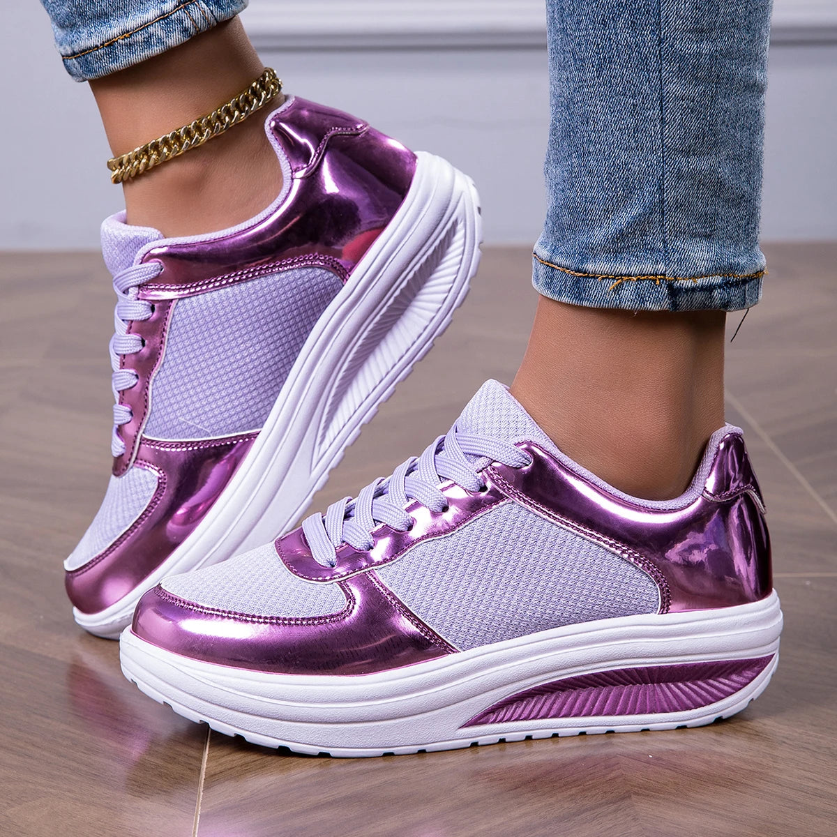 Sneakers For Women Fashion Glitter Casual Party Tennis Shoes