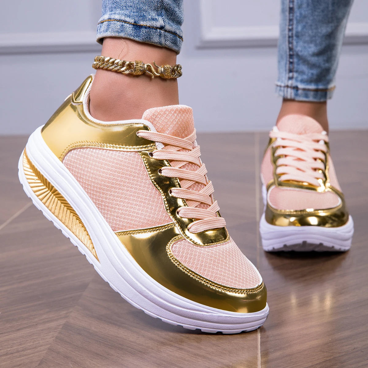 Sneakers For Women Fashion Glitter Casual Party Tennis Shoes