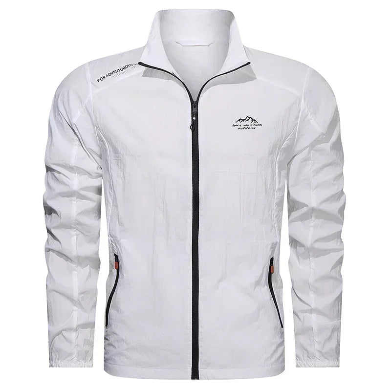 UPF100 Men Summer Windbreaker Zip Pockets Breathable Jacket