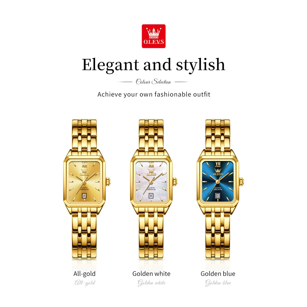OLEVS Womens Stainless Steel Quartz Watch Waterproof Elegant
