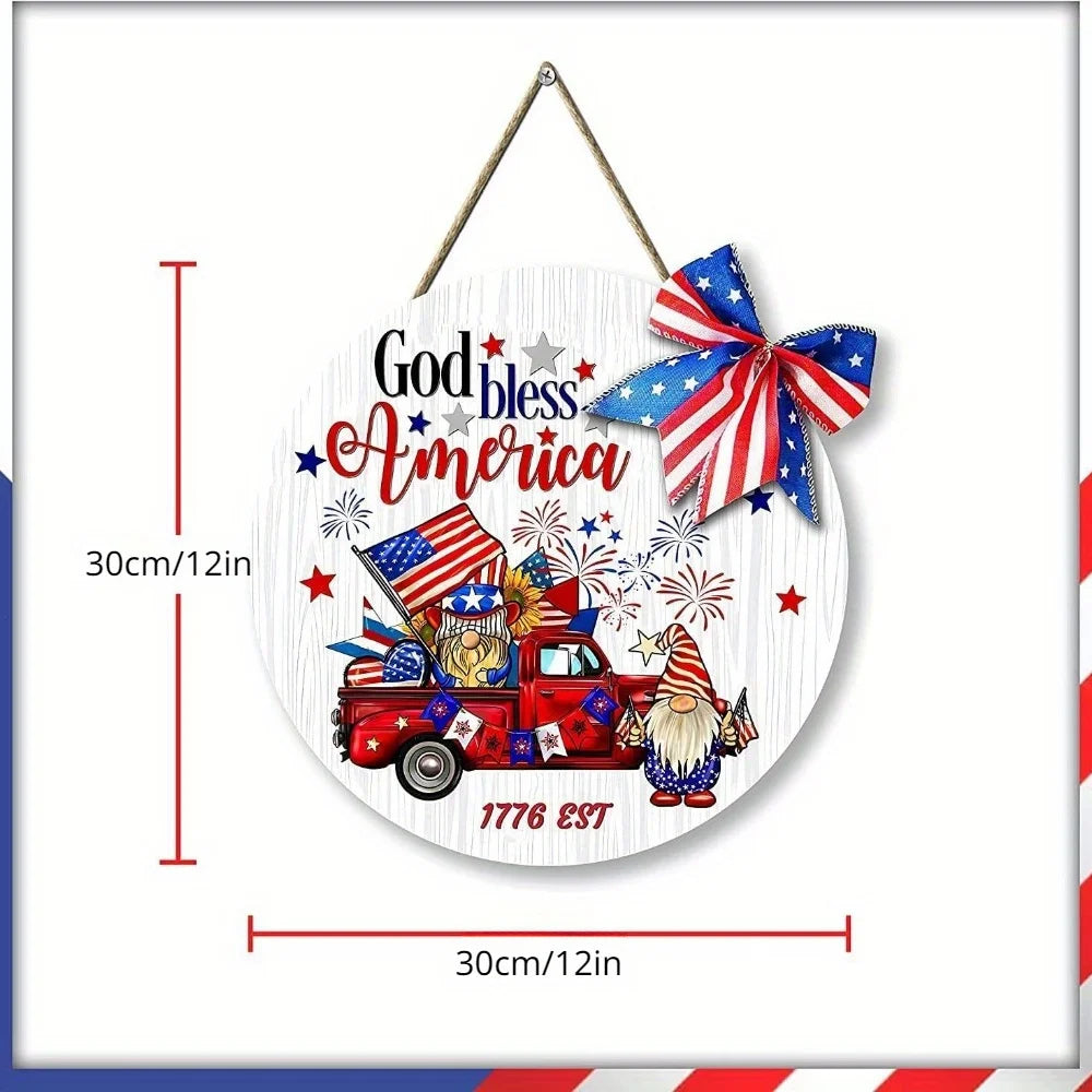 4Th of July Wreath American Flag Patriotic Hanging Decor