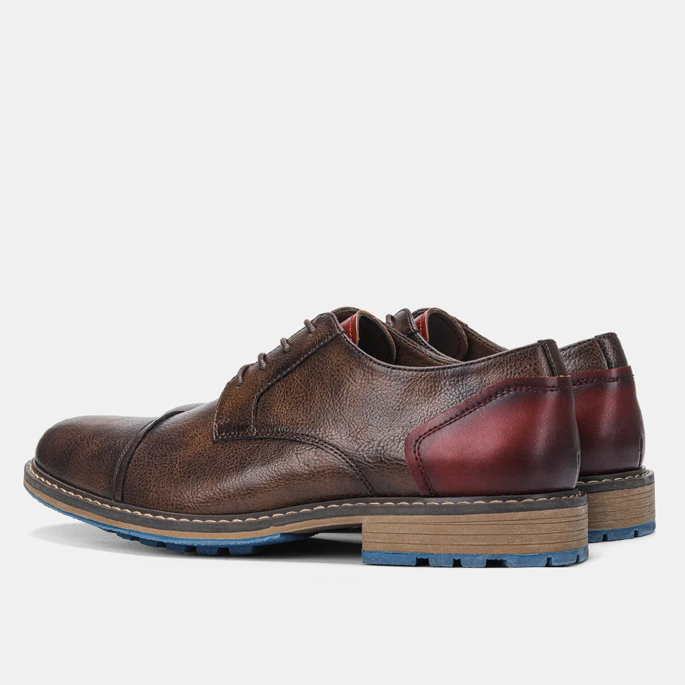 Hecrafted Retro Derby Shoes Men Leather Casual
