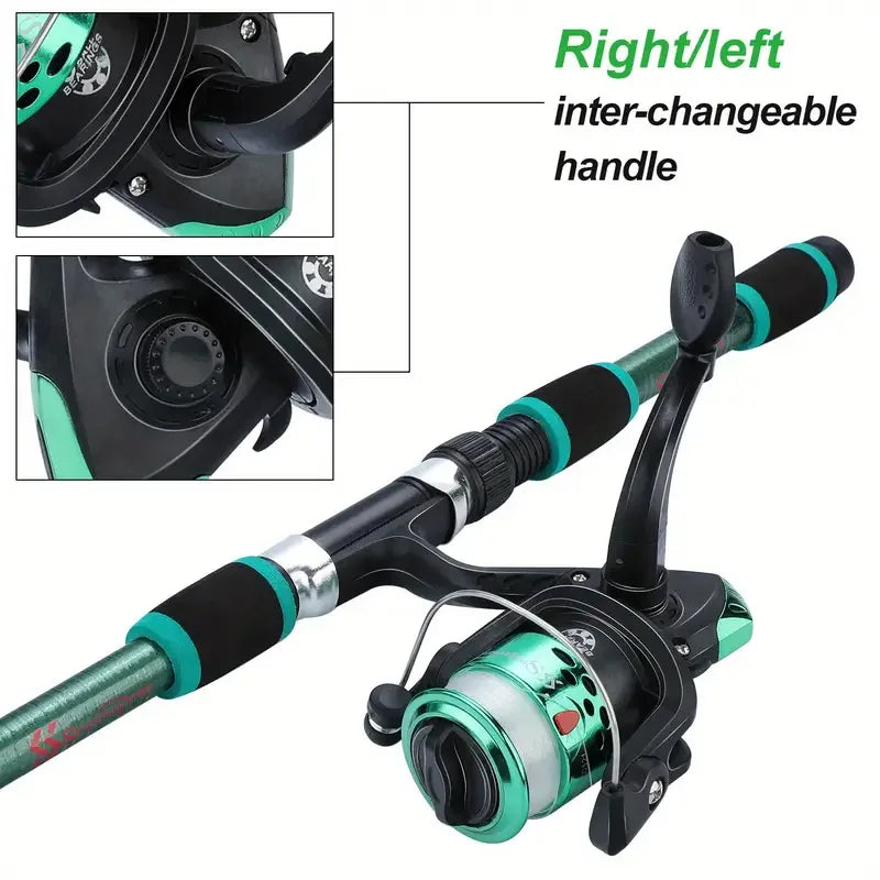 Fishing Pole Set Full Kits With Telescopic Fishing Rod Spinning Reel Baits Hooks Travel Pole Set