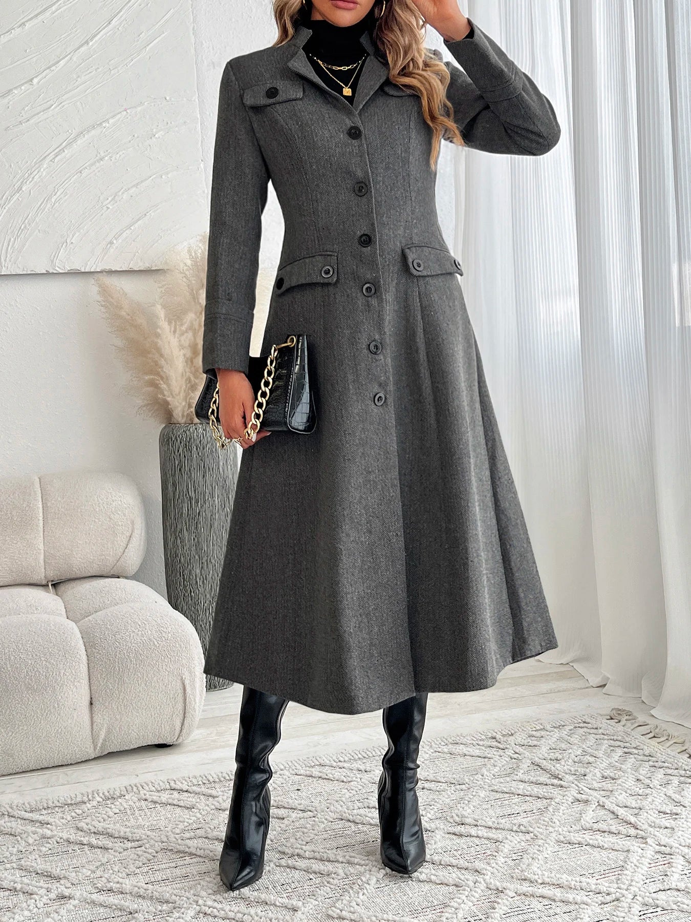ZHUANIECN Women Long Elegant Jacket Coat For Autumn Winter