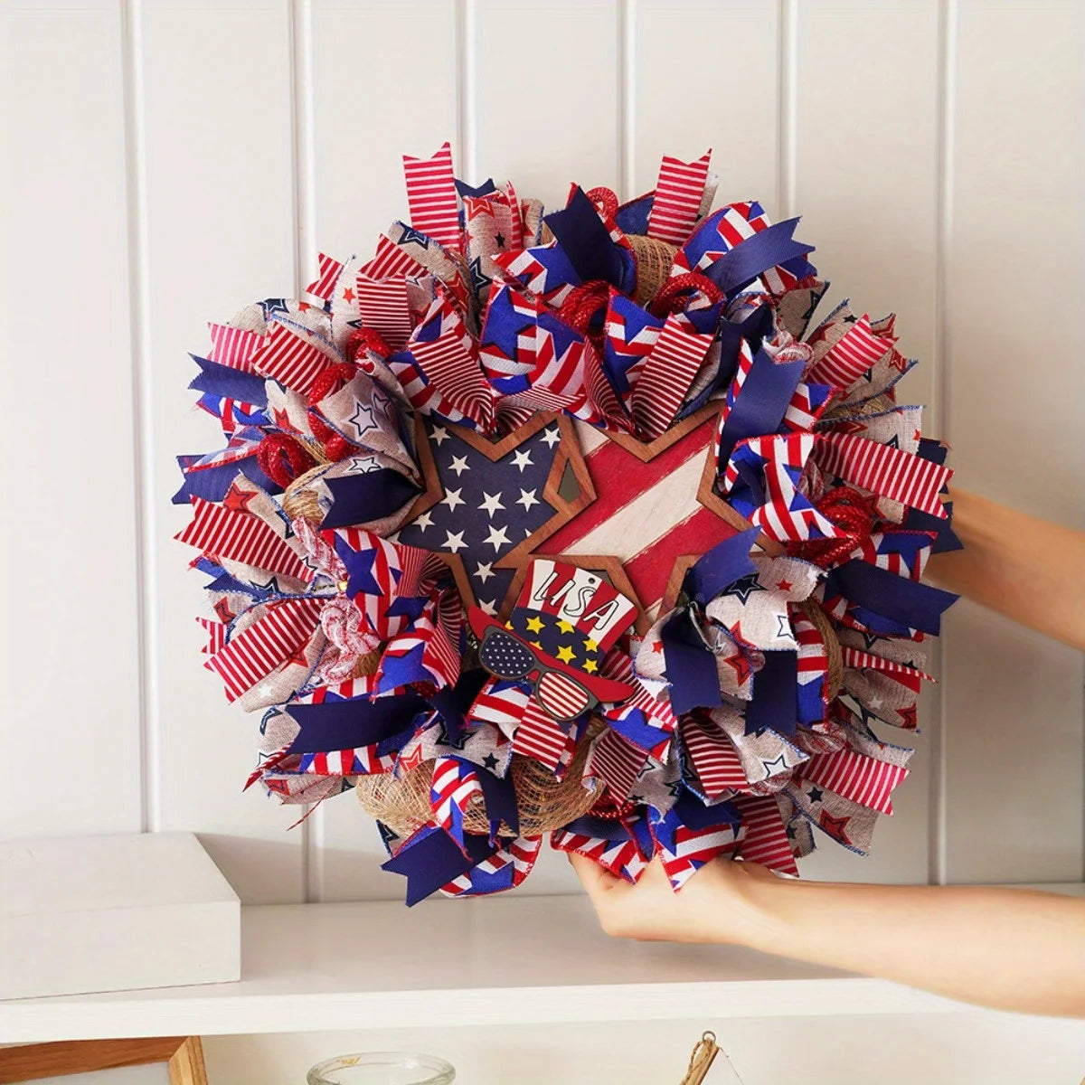 American Independence Day Wreath Handmade Home Decor 15.75in