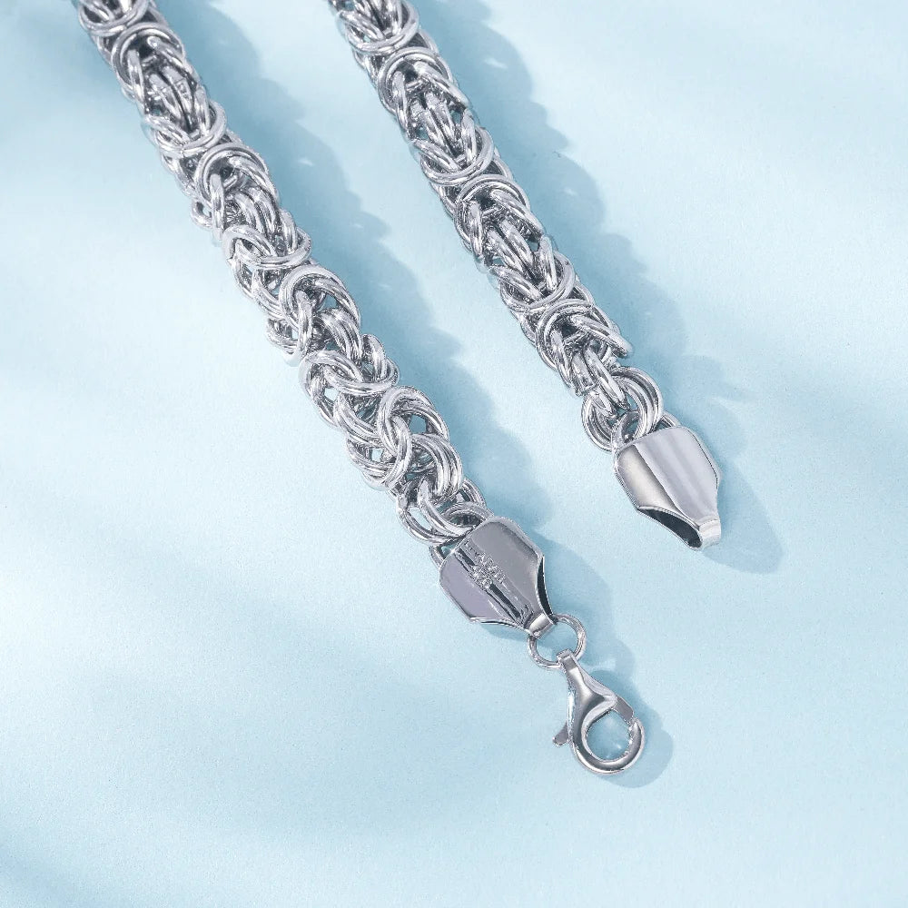 New S925 Sterling Silver Byzantine Emperor Chain Bracelet