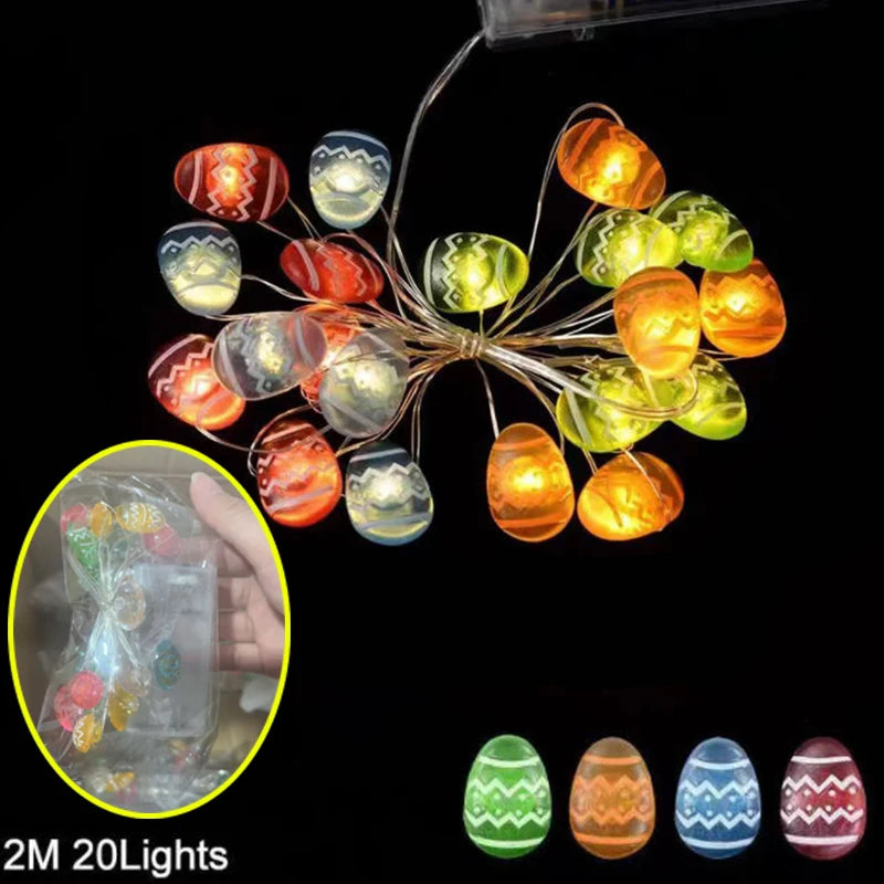 2M 20LED Fairy Light Garland Easter Decorations Bunny Egg Rabbit String Lights Kids Gift Happy Easter Party Decoration Home 2026