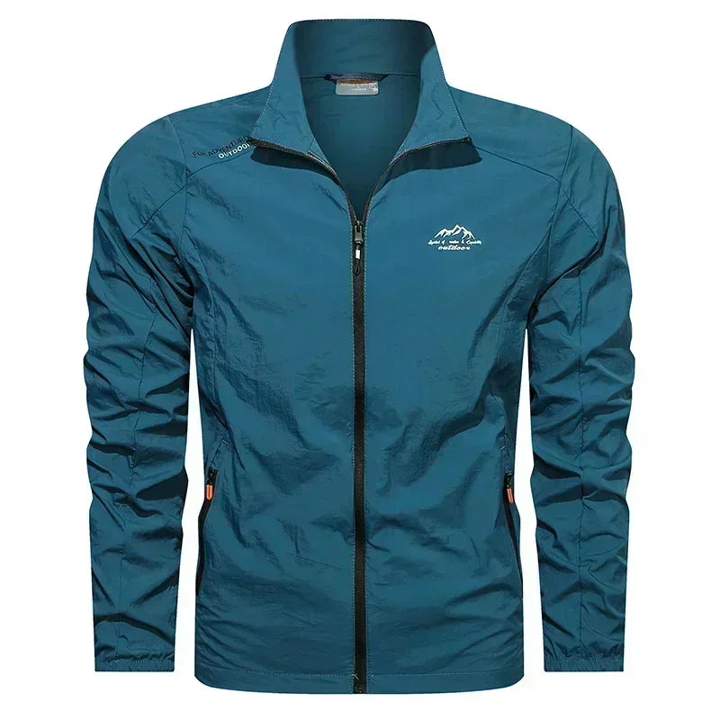 UPF100 Men Summer Windbreaker Zip Pockets Breathable Jacket