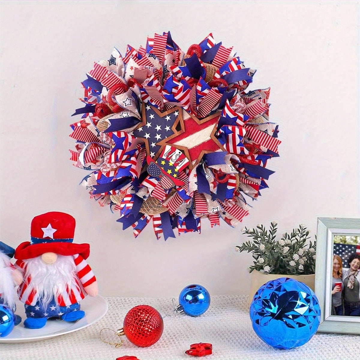 American Independence Day Wreath Handmade Home Decor 15.75in