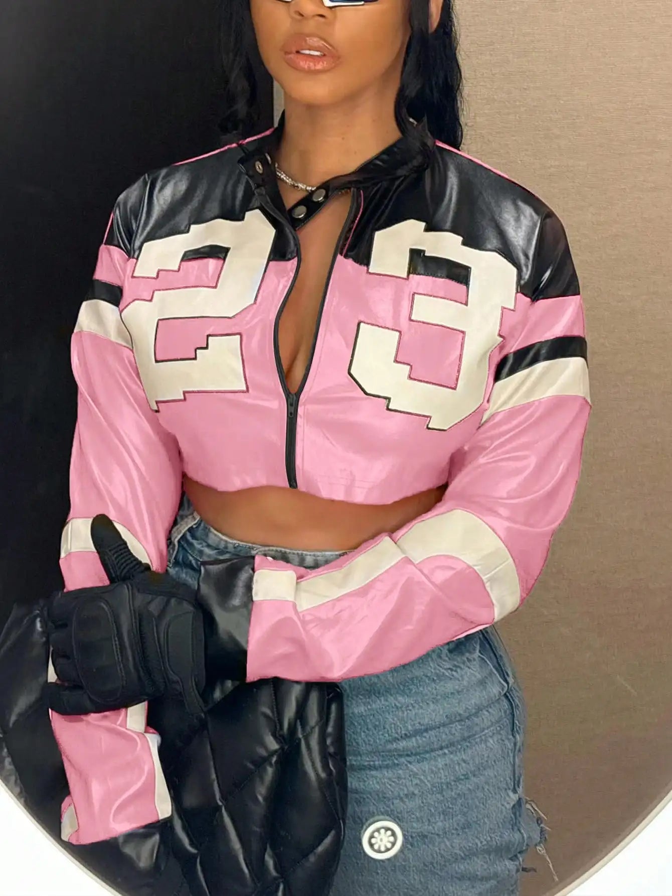 Deals To Love Womens Faux Leather Bomber Jacket Edgy Style