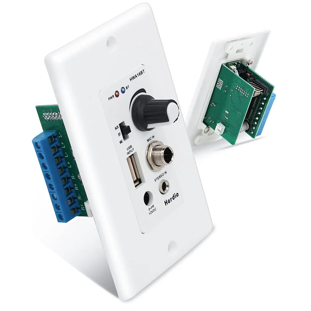 Bluetooth In Wall Receiver Audio Amplifier Wall Plate With USB Microphone Input