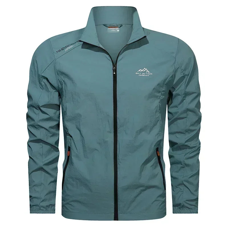 UPF100 Men Summer Windbreaker Zip Pockets Breathable Jacket