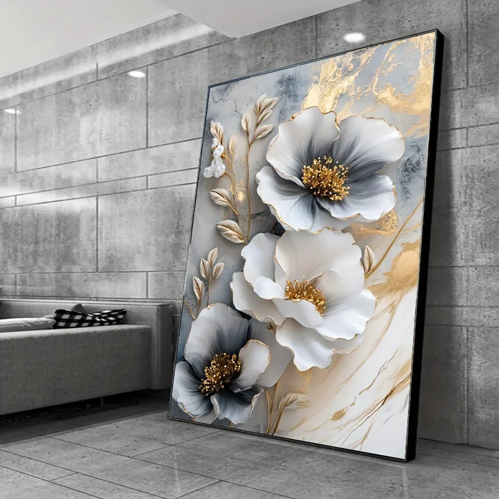 1 Modern Luxury Floral Canvas Mural Framed 3D Painting