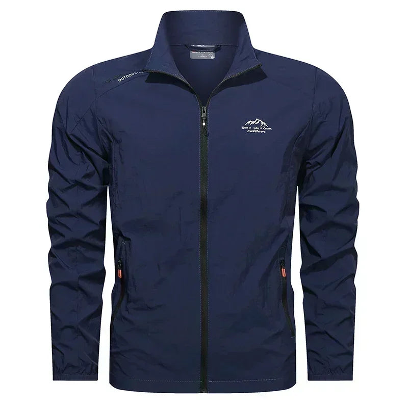UPF100 Men Summer Windbreaker Zip Pockets Breathable Jacket