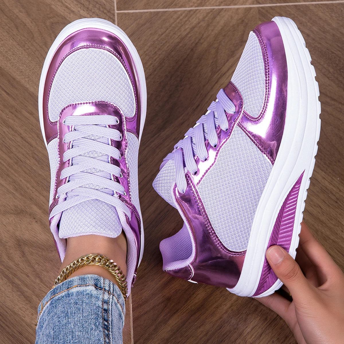 Sneakers For Women Fashion Glitter Casual Party Tennis Shoes