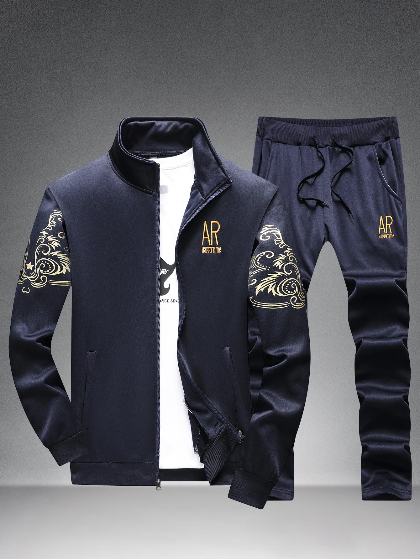 CN Fujian Mens Spring and Autumn Casual Stand Collar Set