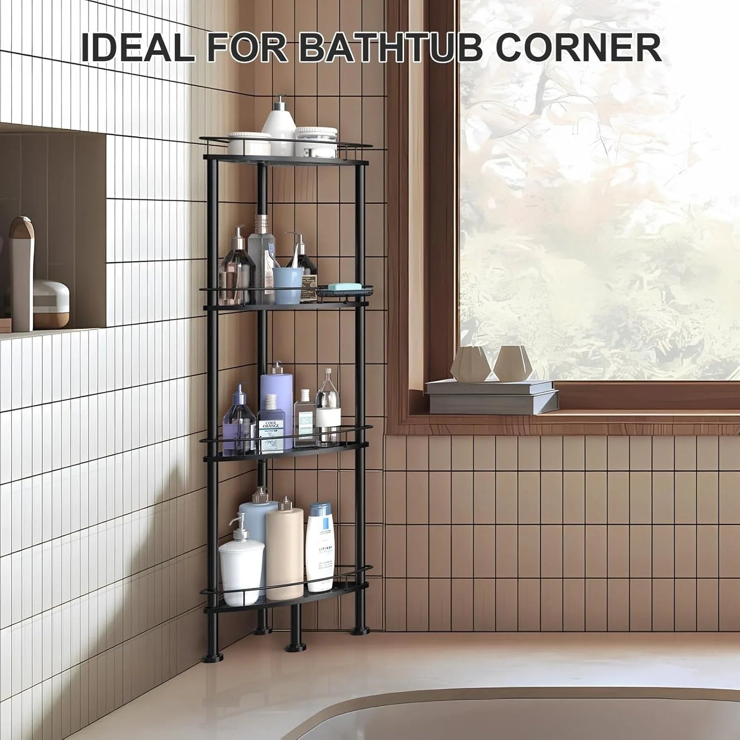 4-Tier Corner Shower Caddy Organizer - Rustproof Metal Shelf