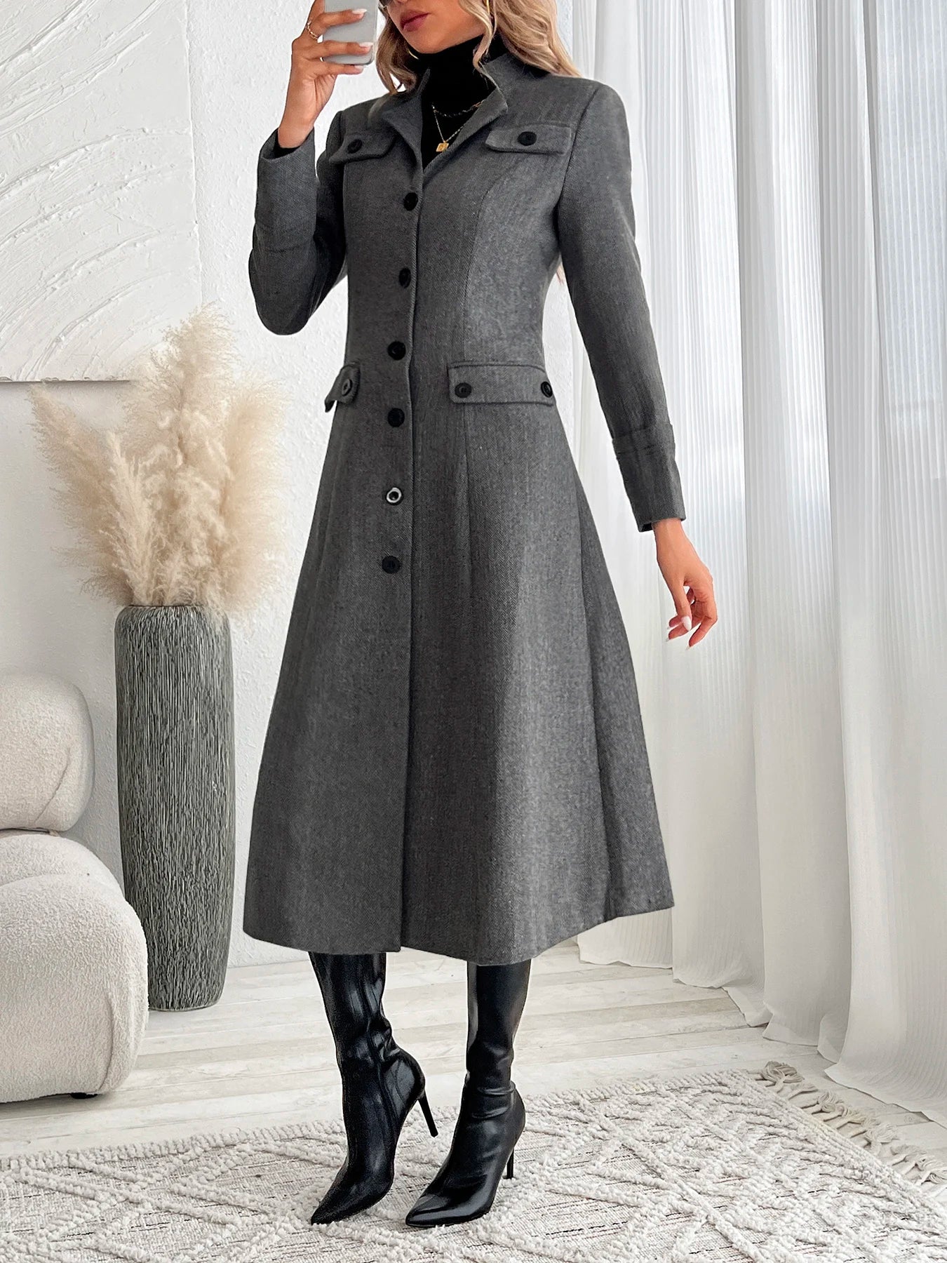ZHUANIECN Women Long Elegant Jacket Coat For Autumn Winter