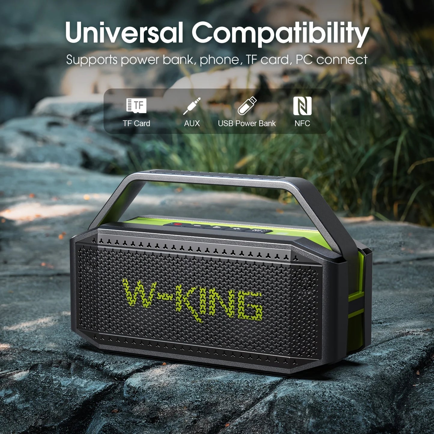 W-King 100W Peak Portable Bluetooth Speaker With Subwoofer Outdoor