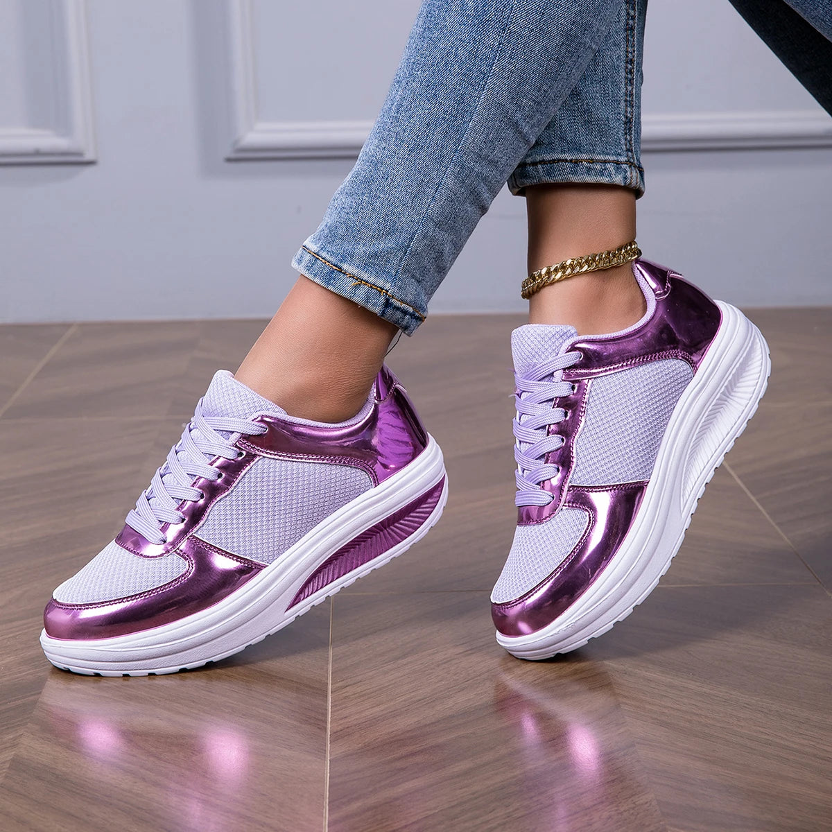 Sneakers For Women Fashion Glitter Casual Party Tennis Shoes