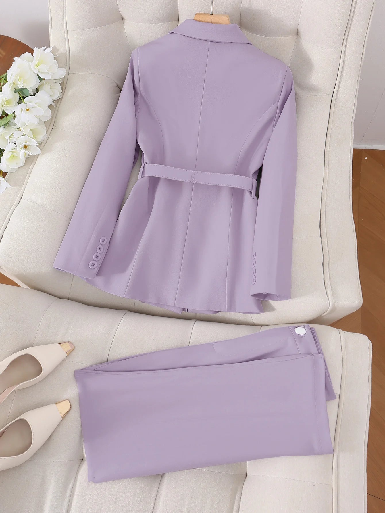 CN Guangdong Women Polyester Pant Suit Jacket Set With Belt