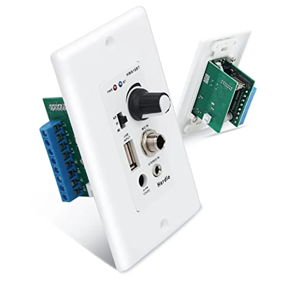 Bluetooth In Wall Receiver Audio Amplifier Wall Plate With USB Microphone Input