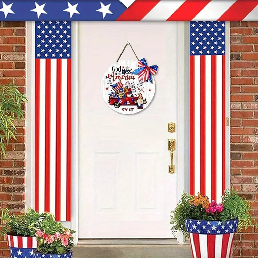 4Th of July Wreath American Flag Patriotic Hanging Decor