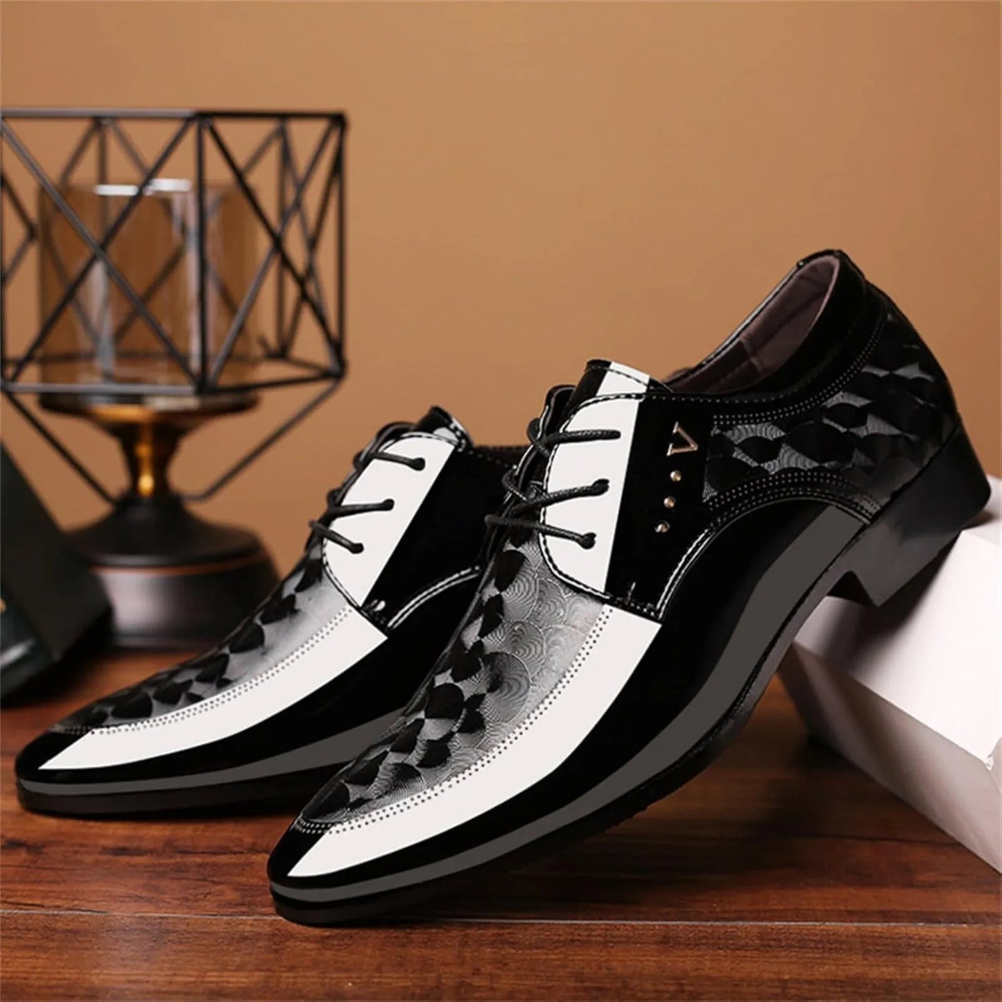 Men's Oxford Shoes Moire Pattern Formal Business Dress Shoes