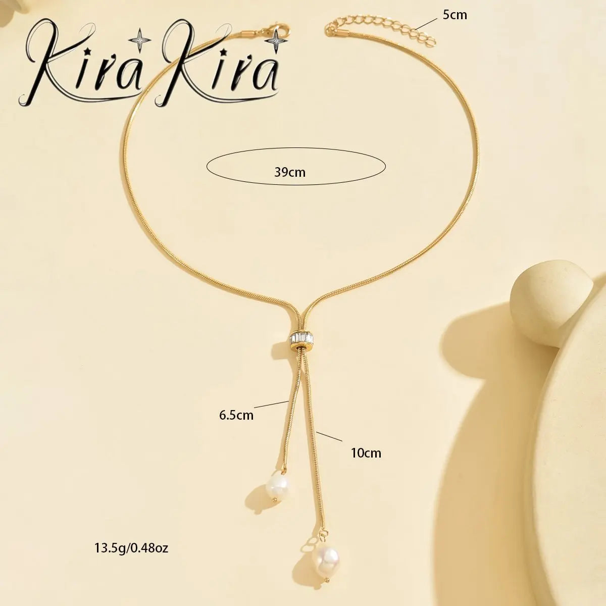 Elegant Gold Pearl Pendant Necklace With Adjustable Length