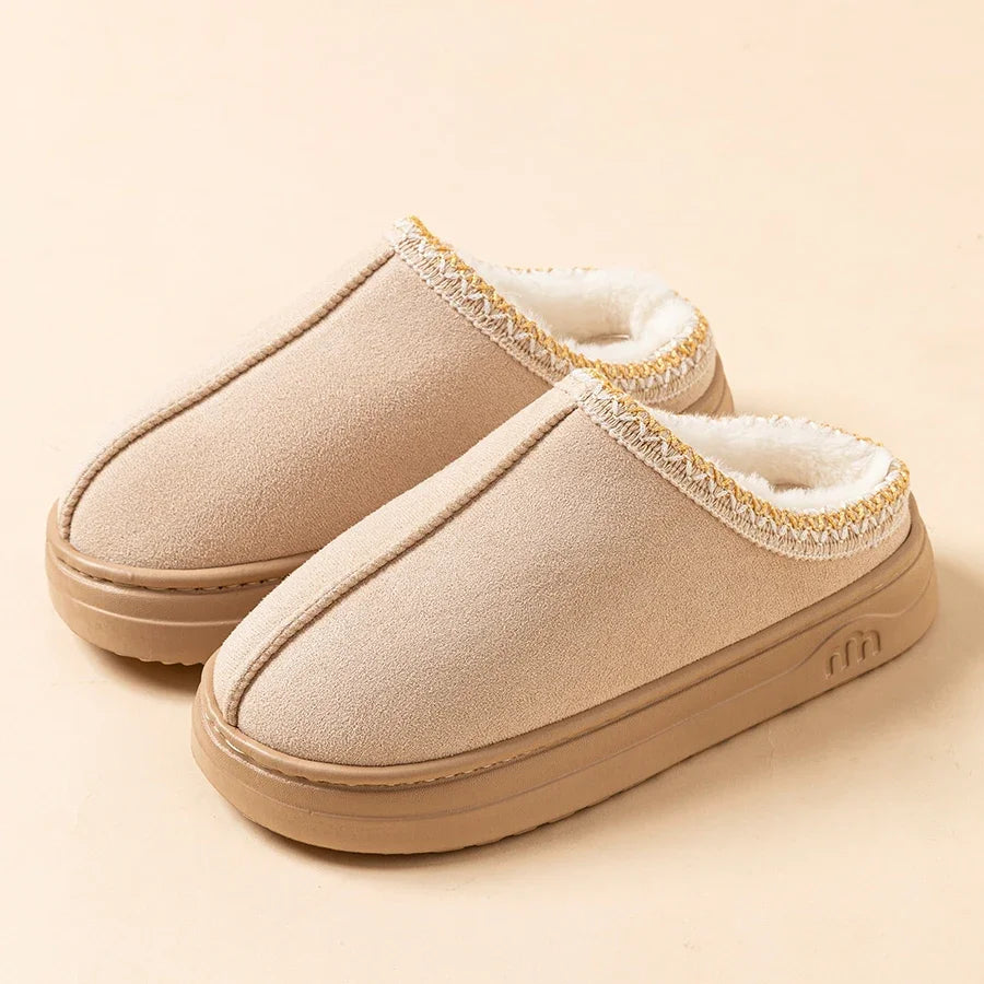 Winter Men's Slippers Indoor Warm Anti Slip Soft Plush Shoes